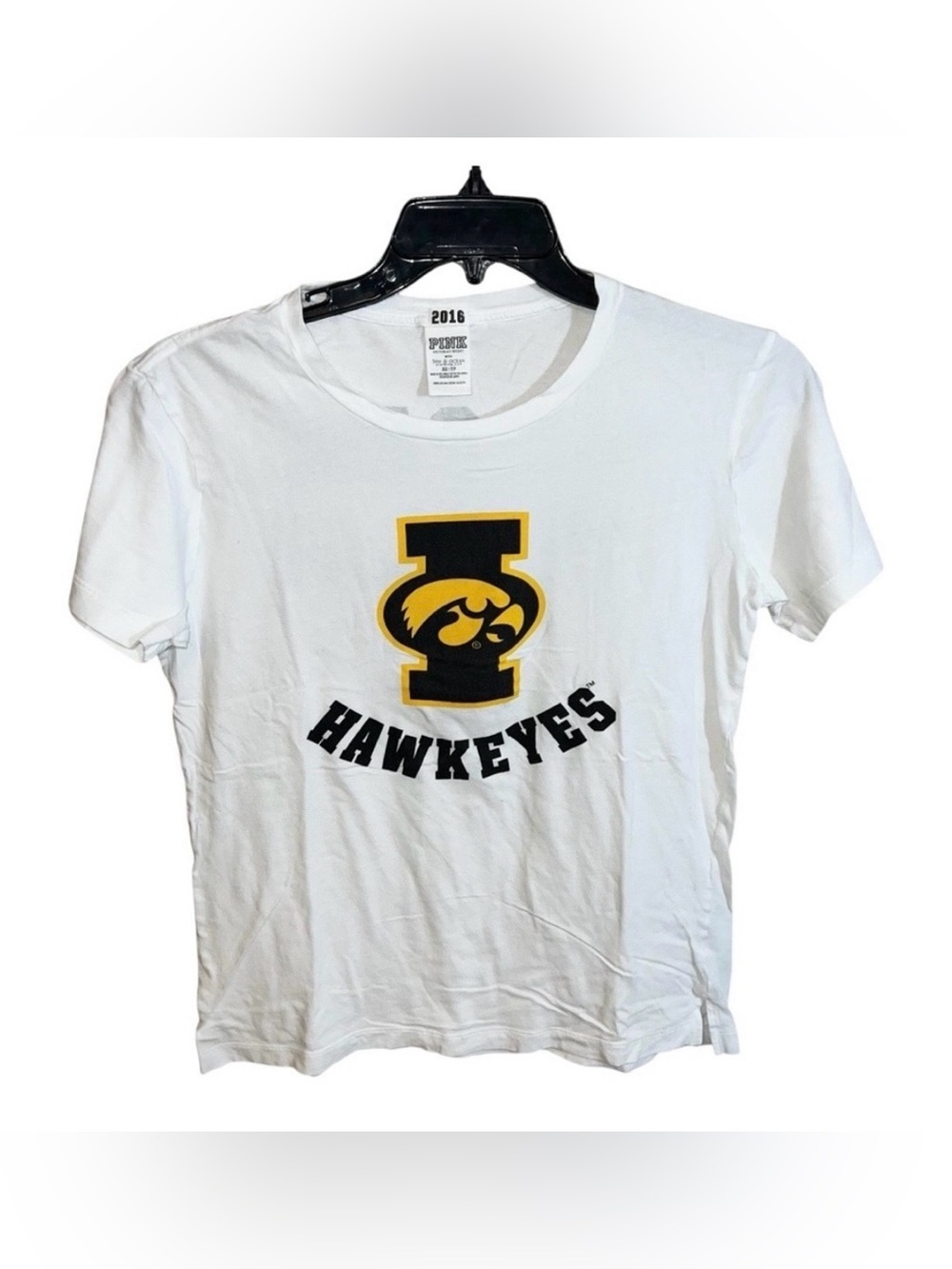 Pink Victoria Secret Shirt Women’s Size XS White Black Yellow Iowa Hawkeyes